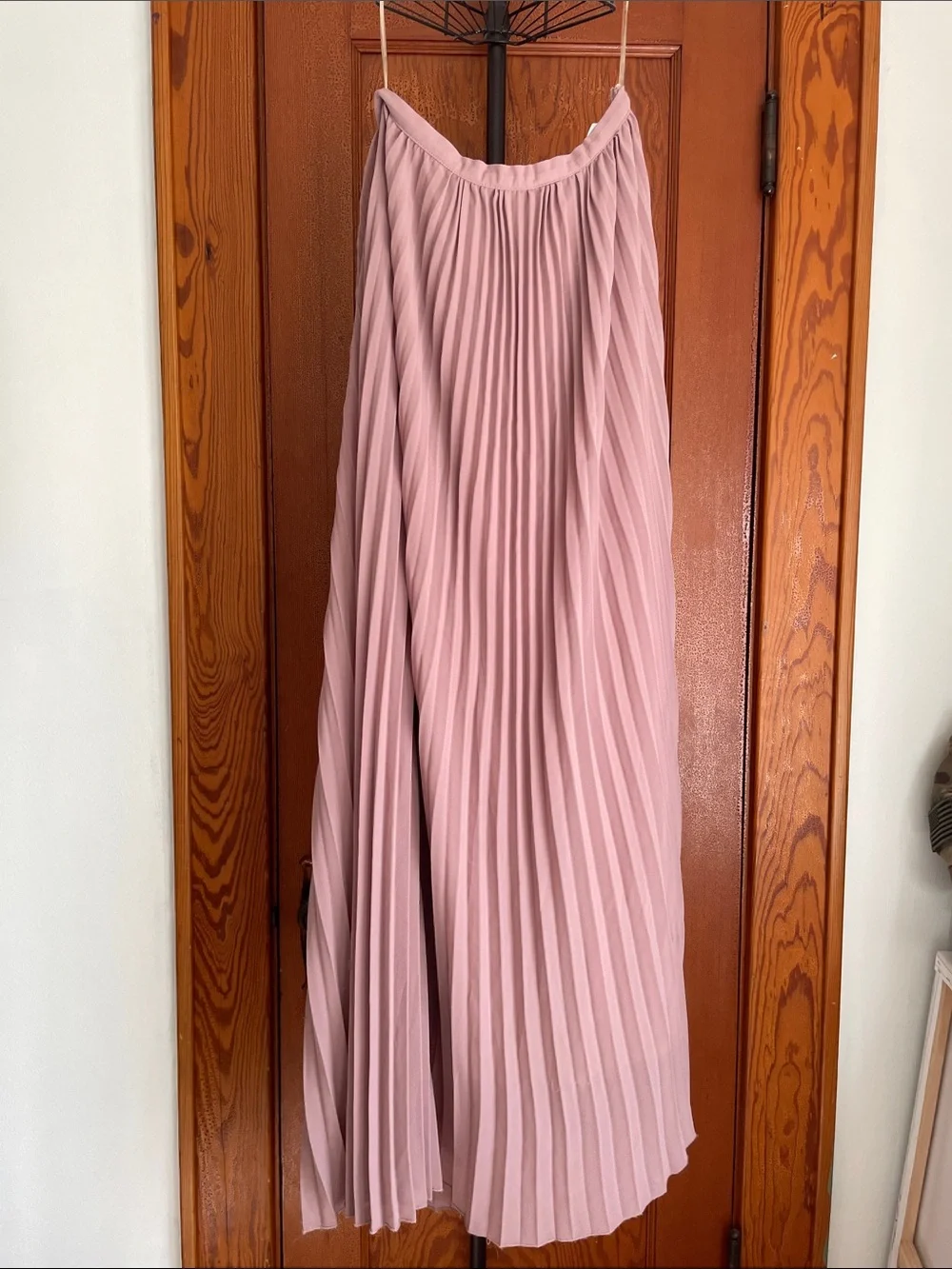 Boohoo Dusty Pink Pleated Maxi Skirt